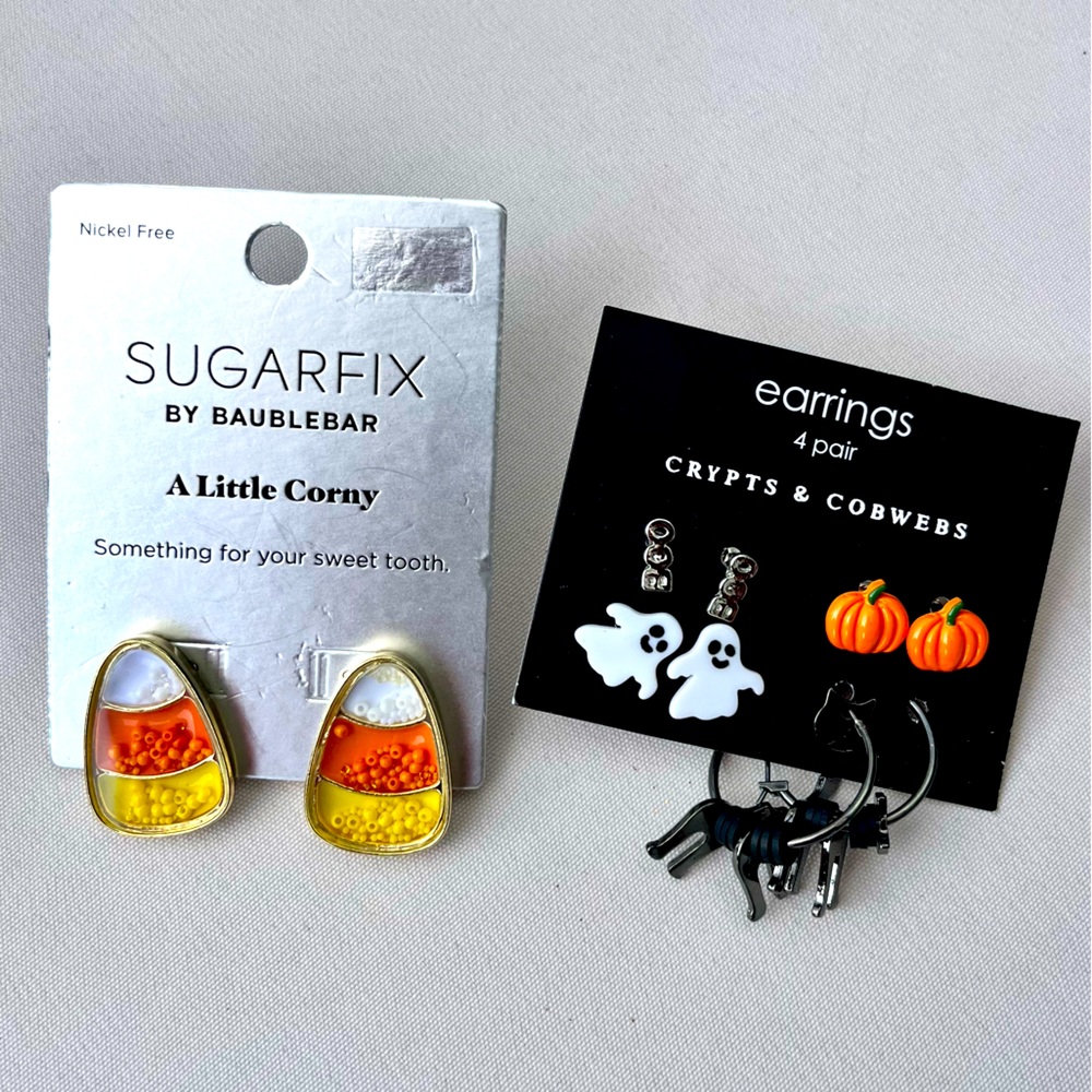 🎃 Halloween earring lot 4 pairs candy corn jacks lanterns ghosts costume